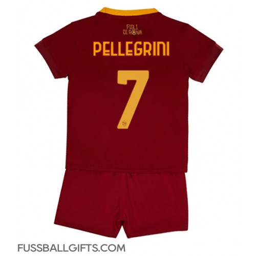 AS Roma Lorenzo Pellegrini #7 Fußballbekleidung Heimtrikot Kinder 2022-23 Kurzarm (+ kurze hosen)